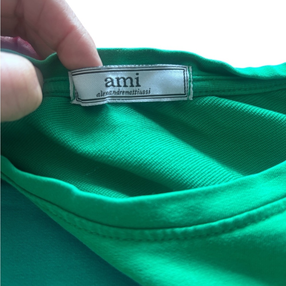 AMI Alexandre Mattiussi Green Heart Logo T Shirt Minimal Designer Tee - Picture 4 of 6